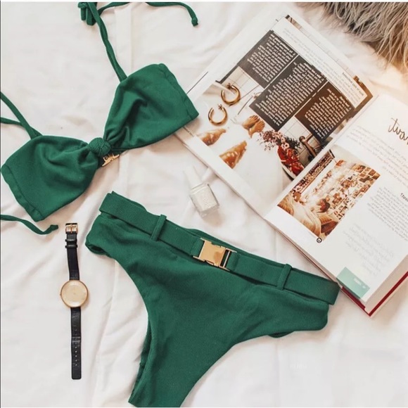 luxyville Other - 221. Green knit belt waist swimsuits